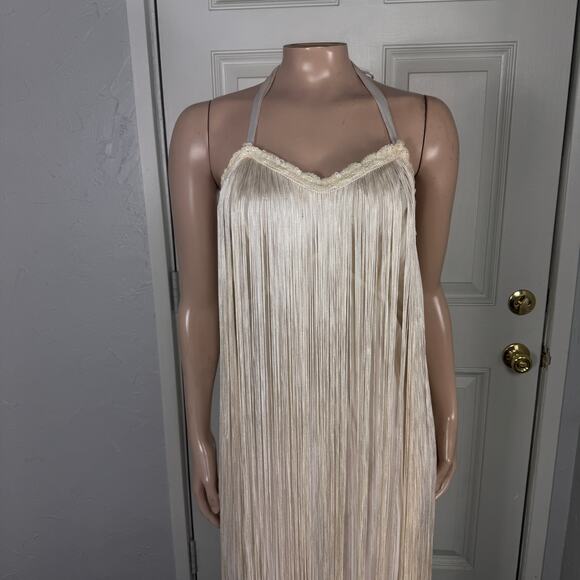 Vintage 70s 80s Women's Dress Flapper Fringe Sequin Party Evening H3-10 - Picture 2 of 8